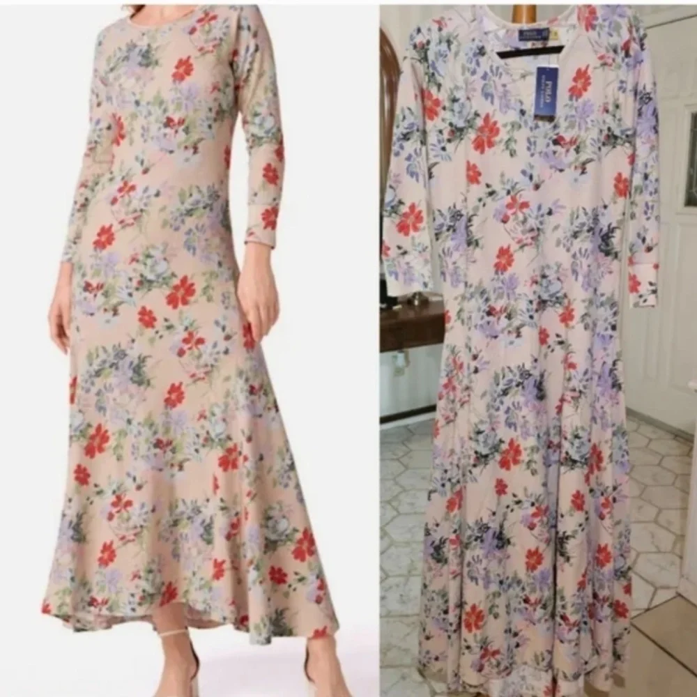 NWT POLO RALPH LAUREN Waffle Knitted Floral Maxi Dress Size US XL